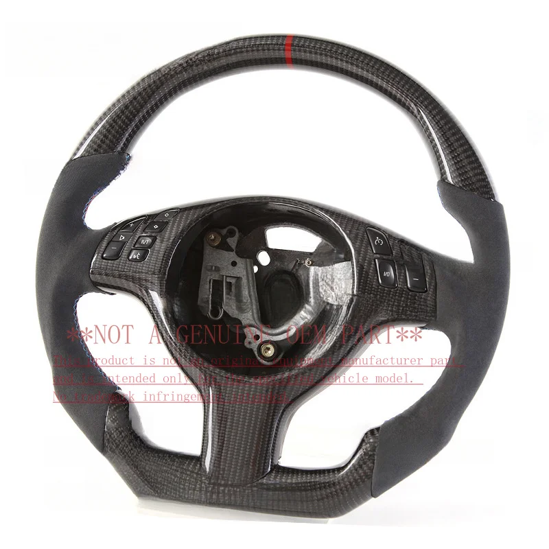 For BMW Steering Wheel Horn Cover Alcantara Carbon Fiber Sport Upgrade for E46 M3 E90 3 Series Horn Shell - view 2