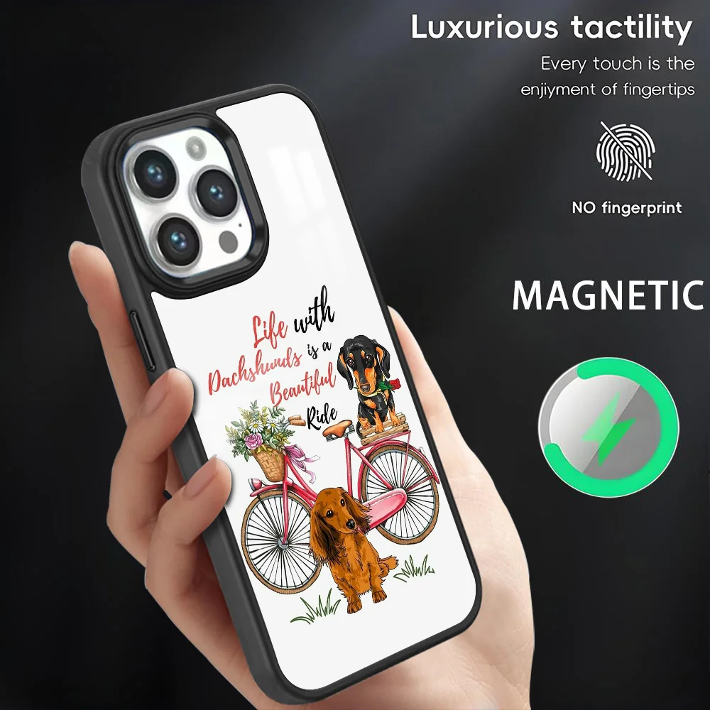 

Dachshund Sausage Dog Phone Case For iPhone 16 15 14 13 12 11 Pro Max Plus Mini Magsafe Magnetic Wireless Charging PC Cover