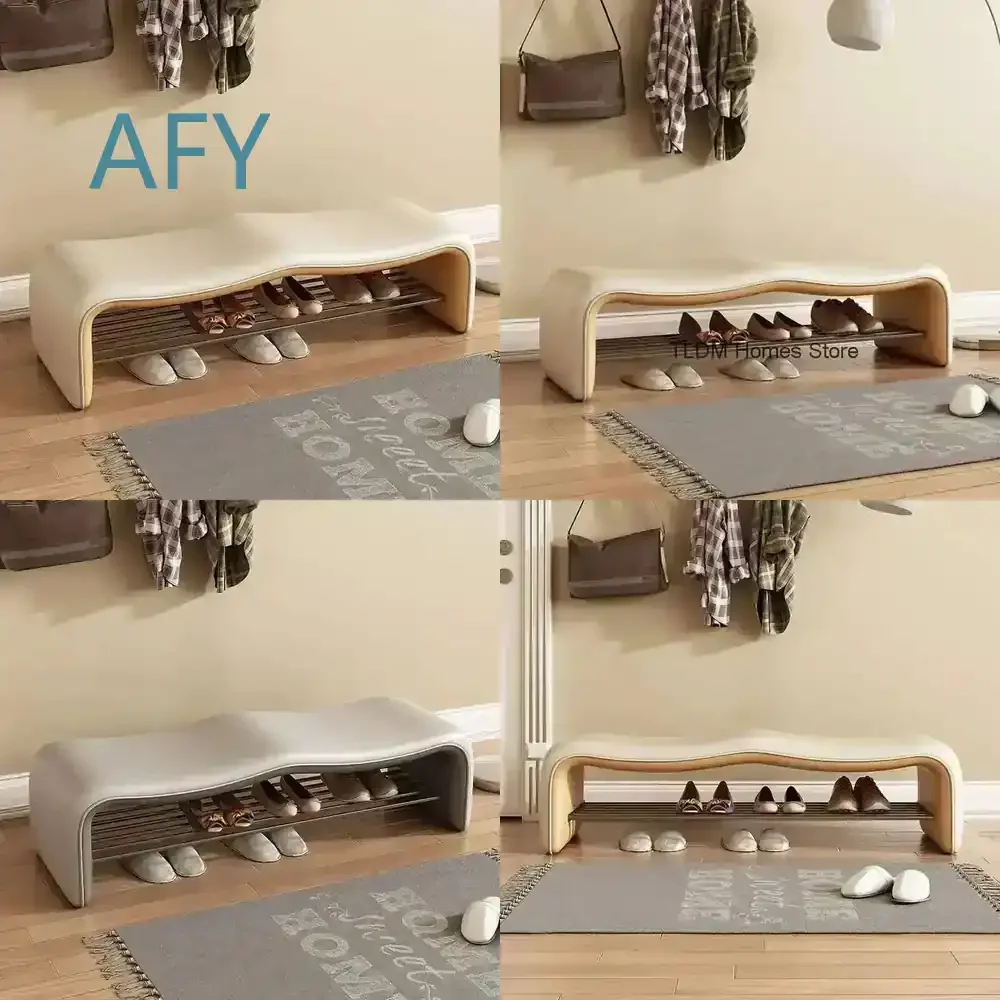 Seat Bench Organizer Shoe Cabinet Minimalist with Shoe Shelf Home Storage Display Luxury Designer Shoe Italian Furniture for