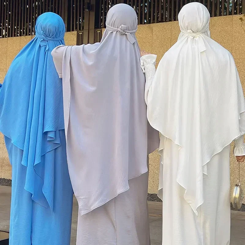 Ensemble 2 pièces Extra Long Khimar et Abaya Jilbab, vêtement de prière pour femme musulmane, tenue islamique, robe Hijab pour Ramadan Eid, dubaï, turquie