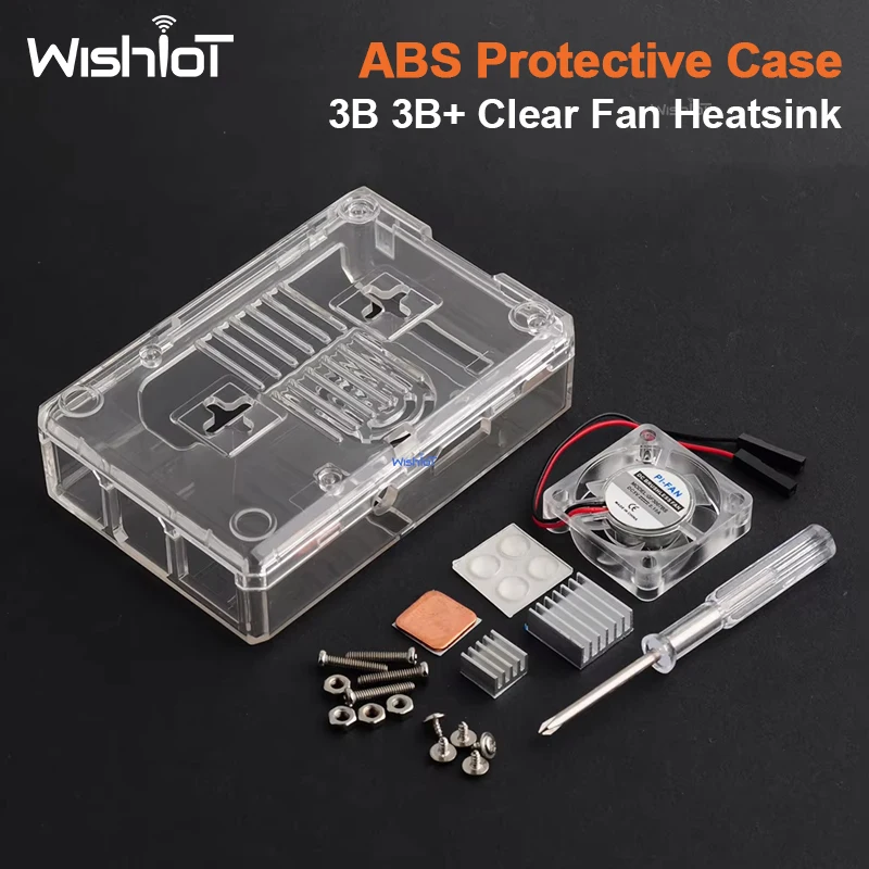 3B/3B+ ABS Transparent Case with Cooling Fan Heat Sink Kit Magnetic Screwdriver for DIY Electronics Projects