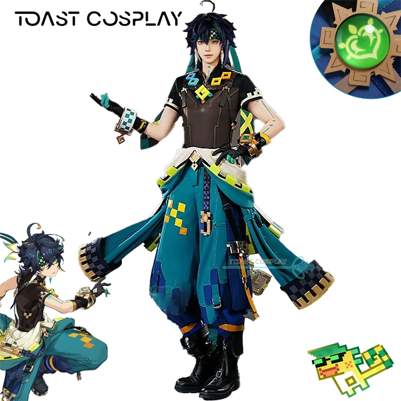 Kinich Gioco Cosplay Genshinimpact Kinich Costume Cosplay Parrucca Set completo Anime Gioco di ruolo Festa di Halloween Comic Con Abiti