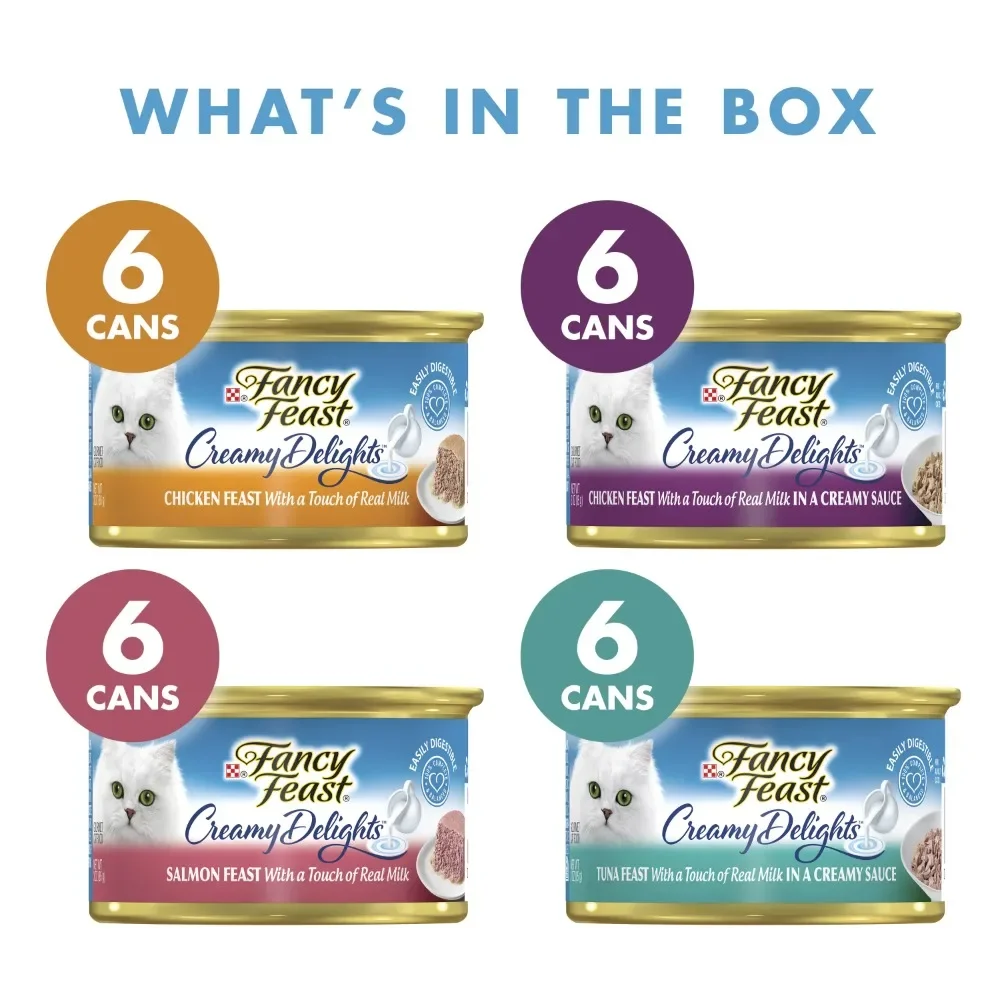 Purina Fancy Feast Creamy Delight Wet Cat Food Variety Pack, 3 oz Cans (24 Pack)