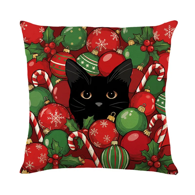 2026 Merry Christmas Cushion Cover Lovely Santa Claus Penguin Deer Print for Sofa Bed Chair Christmas Home Decor Christmas Gift