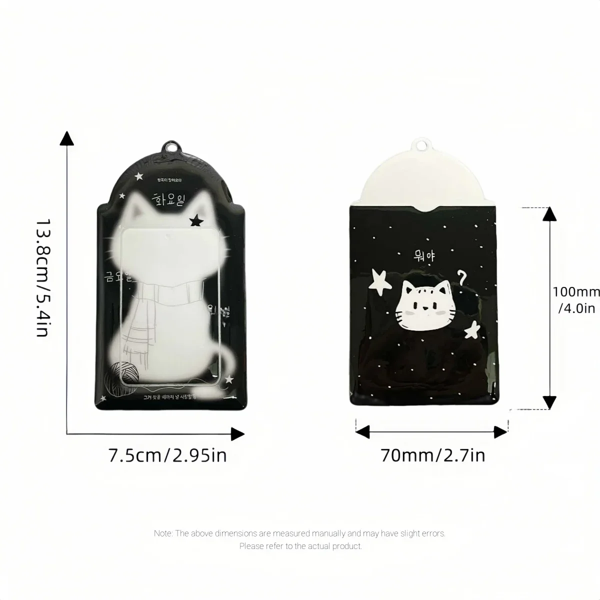 Uroczy czarno-biały uchwyt na karty z kotkiem, urocze kocie uszy Kpop, materiał Puma, pasuje do albumów z gwiazdami o rozmiarze 3-3,5 cala, gadżety z fotokartami, na występy.