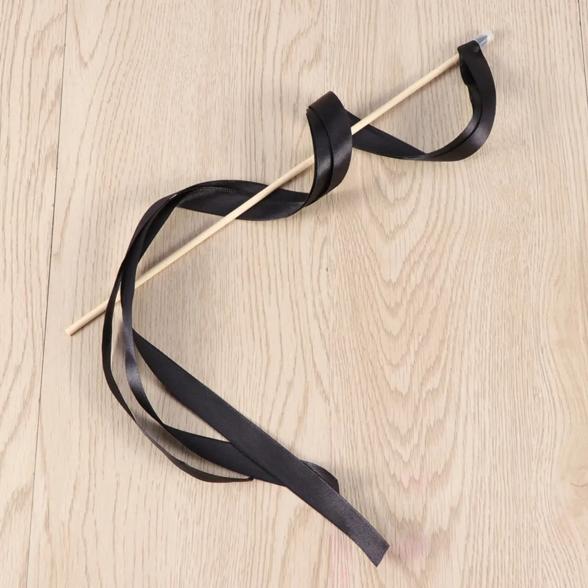 20Pcs Ribbon Wands 60cm Streamers 15cm Width 30cm Wood Stick Fairy Sticks Wedding Party Favors Black Ribbon Wands