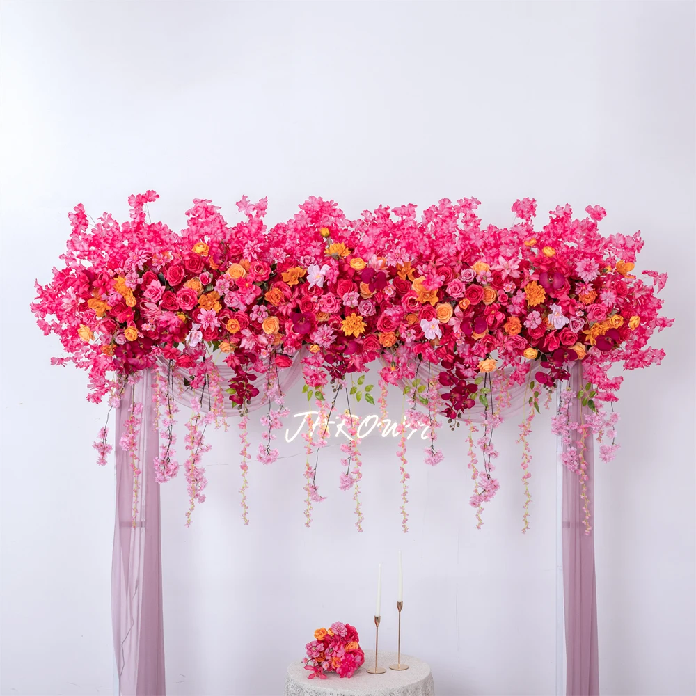 2.4m Pink Flower Arrangement Wedding Backdrop Decoration Fleurs Artificielles Mariage Rose Peony Cherry Blossom Window Display