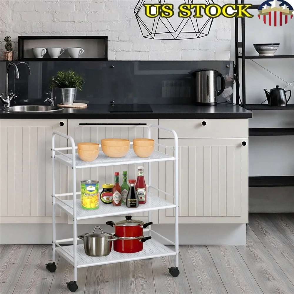 Large 3 Shelf Rolling Salon Beauty Trolley Cart Durable Iron Plastic Storage Organizer with Mesh Racks Home Salon Use