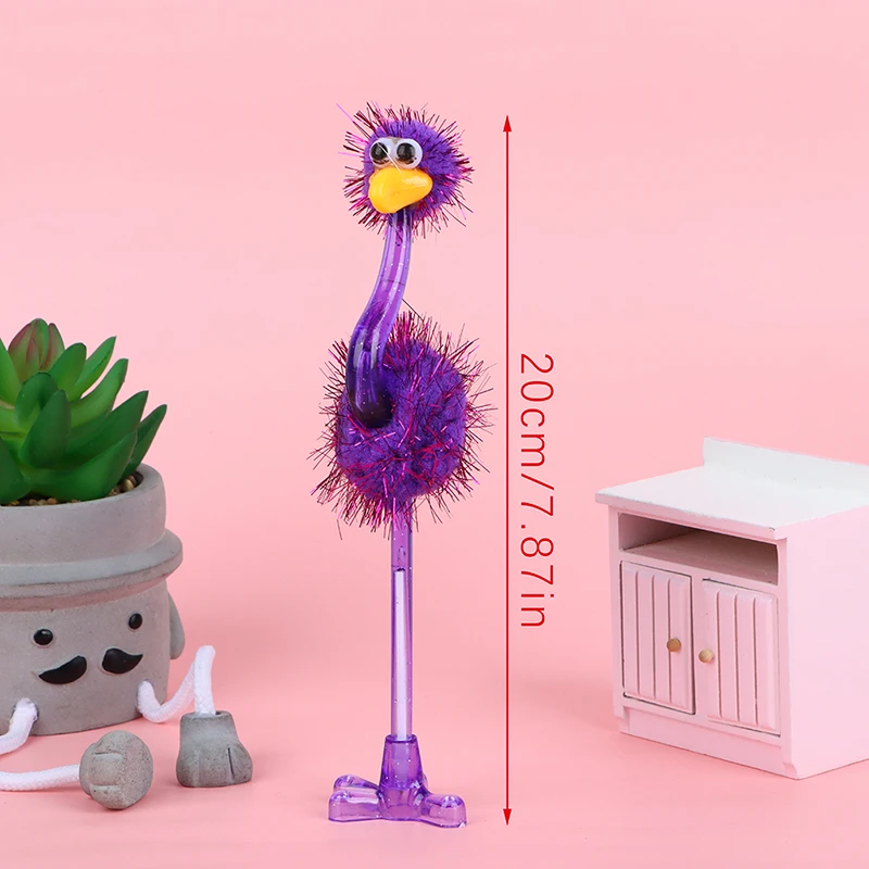 Kawaii Cartoon Ostrich Shape Ballpoint Pen Blue Ink Creative Feather Pens For Student Office Writing Stationery Supplies