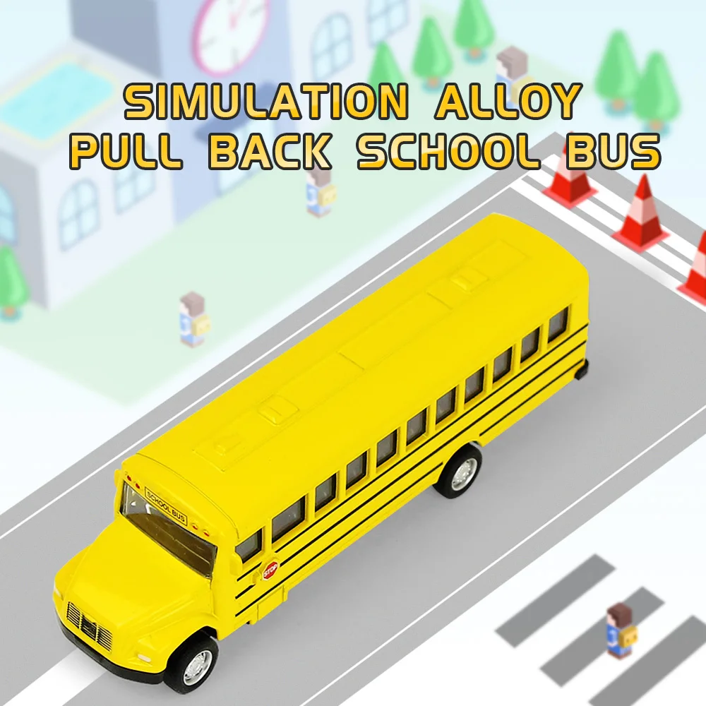 Simulation Legierung Zurückziehen Schulbus kinder Trägheit Spielzeug Auto Modell Interaktive Bildung Junge Geschenke Spielzeug Auto Sammlung – Detail 3