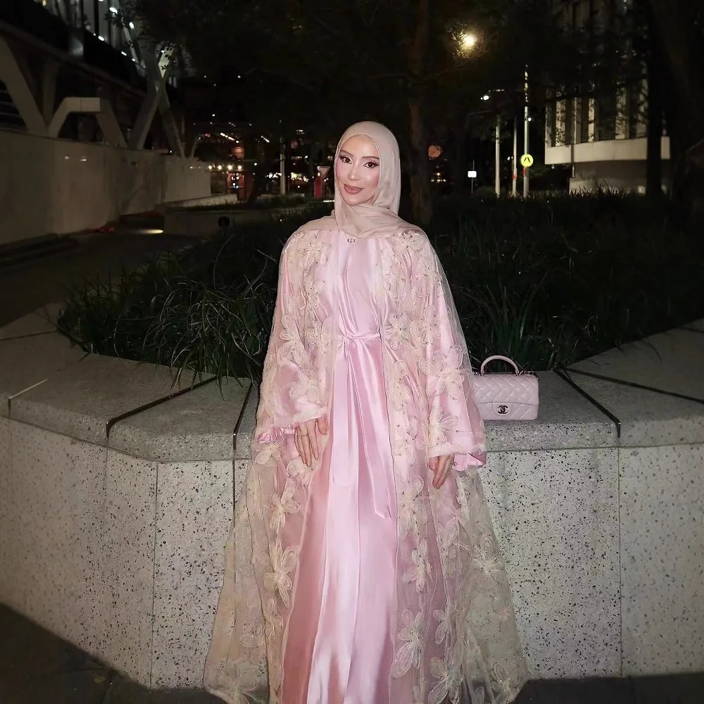 

Кимоно с вышивкой Ид, кардиган Kebaya Jalabiya Dubai, открытая Абая, женское мусульманское платье, турецкий кафтан Kebaya, кафтан Marocain Femme