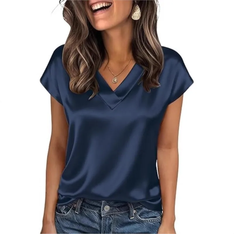 2026 Tops For Womens V-neck Short-sleeved Fashion Elegant Spring Summer New T-shirt Women's Casual Evening Party Versatile Tops