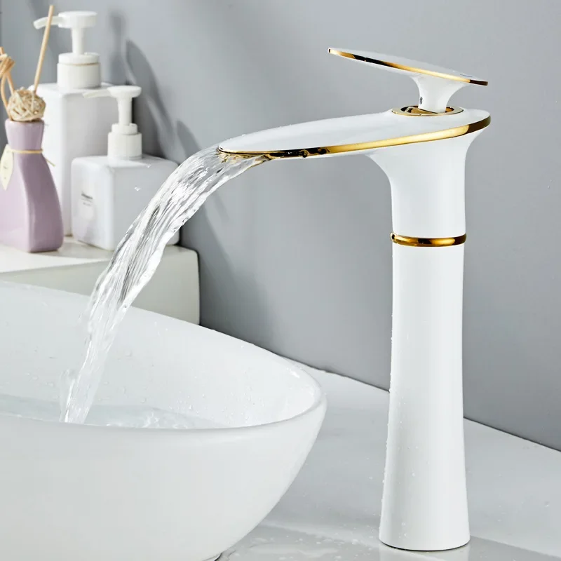 Light luxury creative waterfall washbasin faucet, hot and cold hand wash toilet bathroom cabinet washbasin faucet,