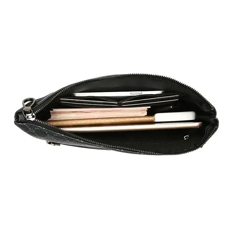 Men Clutch Bag Fashion Leather Long Purse Double Zipper Bag Business Wallet Black Casual Brown mochilas Handy mochila Male