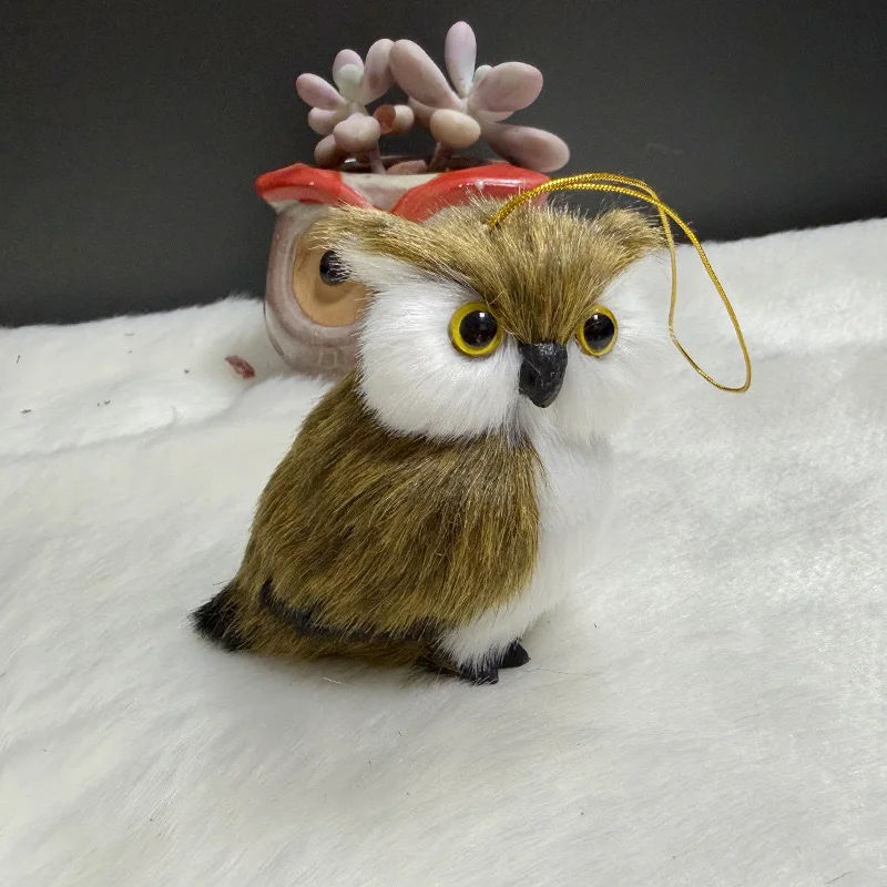 Realistic Owl Plush Figurine GPPS Filled Artificial Bird Decoration Cute Furry Animal Ornament Christmas Gift Home Desk Decor