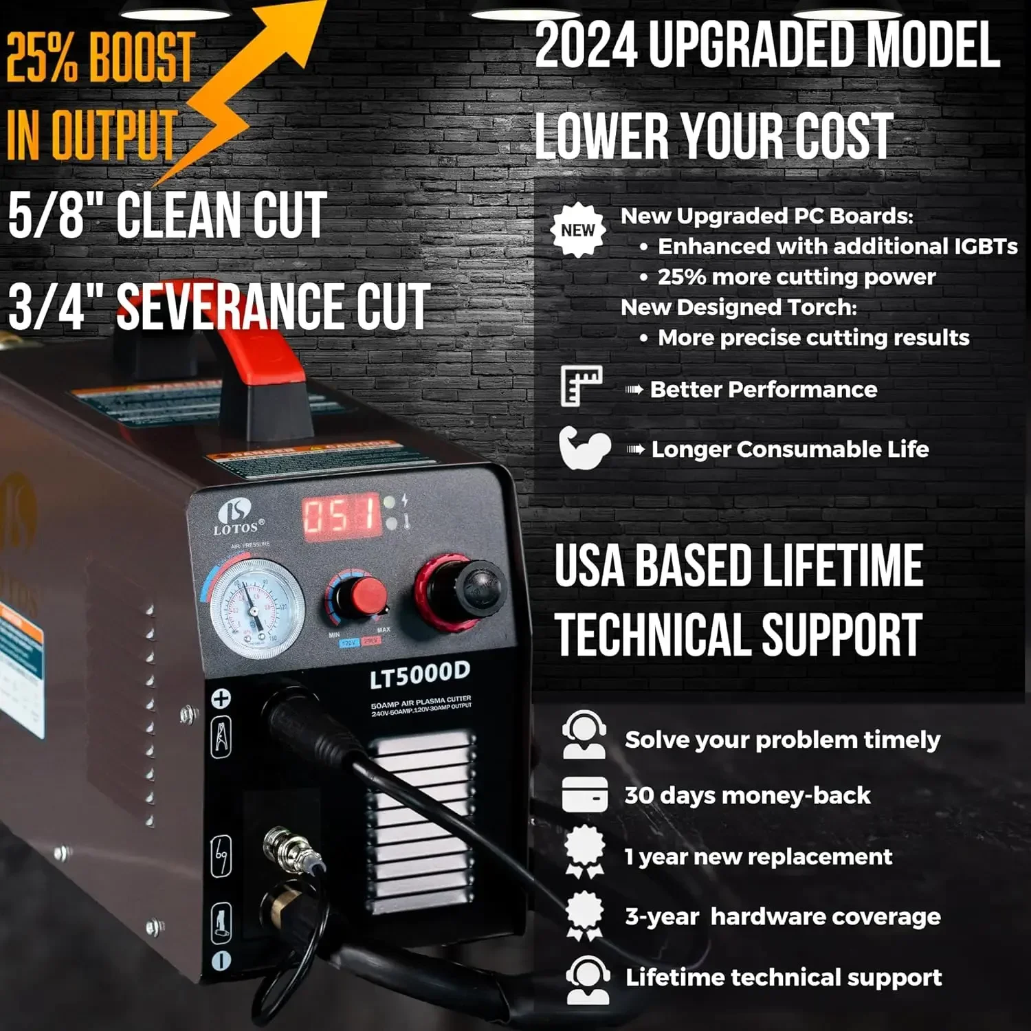 home.LT5000D Plasma Cutter, 2024 Upgraded 5/8 inch 16mm Clean Cut 3/4 inch 20mm Severance Cut 50A Plasma Metal Cutter Machine