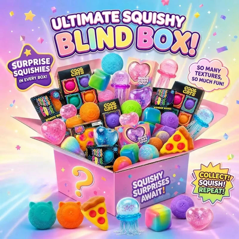 Kids Toys Easter - 100+ Squishy Blind Box, Surprise Fidget