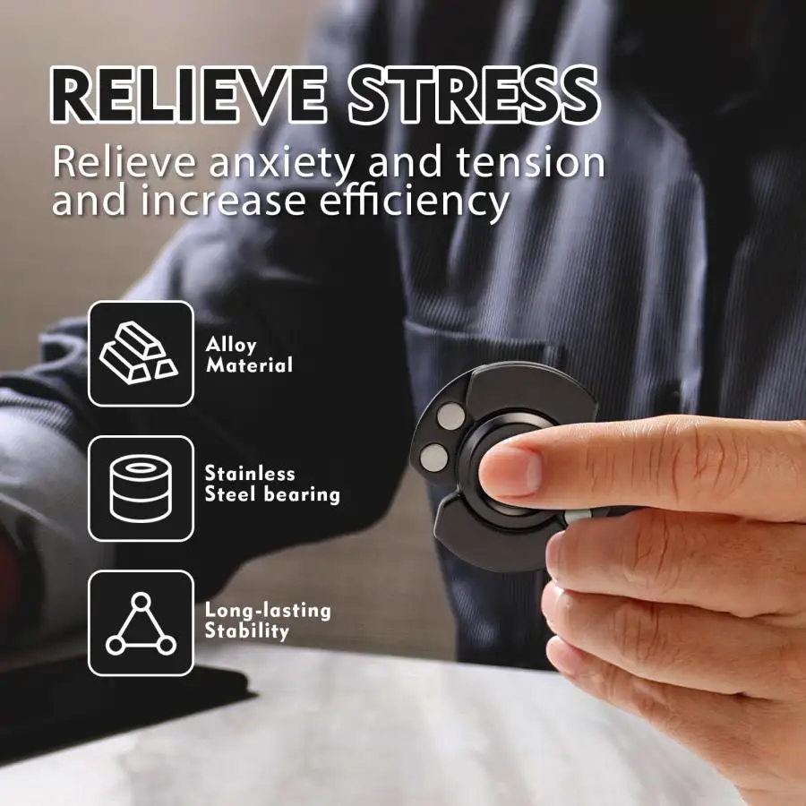 3-in-1 Fidget Toy: Spinner, Slider, Clicker. Magnetic Stainless Steel Bearing. Stable Spin. Easter Gift.