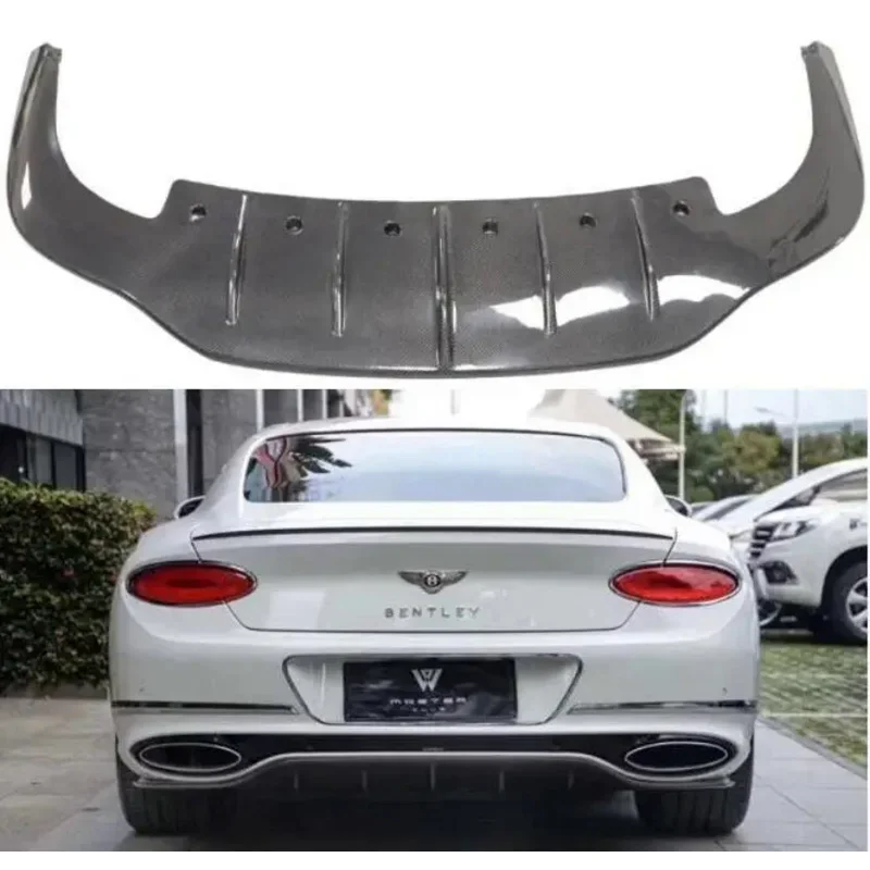 Real Carbon Fiber Rear Bumper Lip Diffuser Spoiler For Bentley Continental GT W12 2018 2019 2020 2021 2022 2023