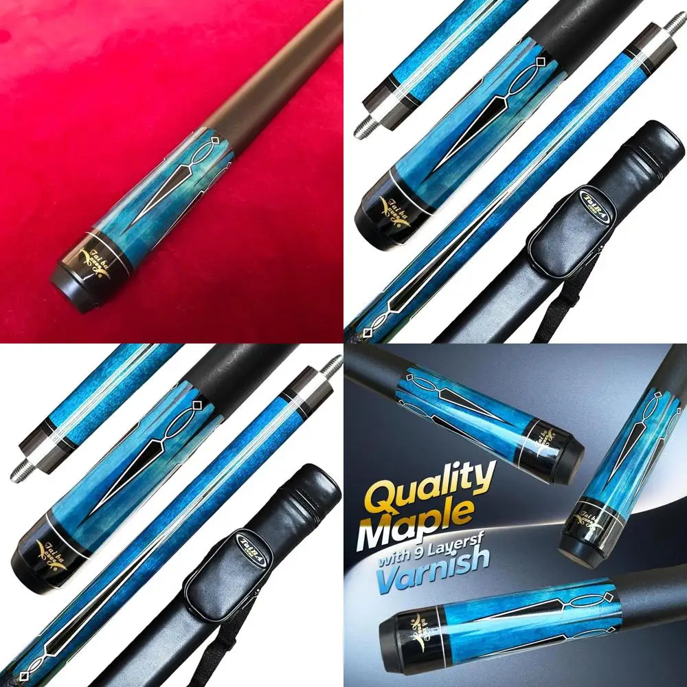 

Professional Maple Pool Cue with 13mm Tip, 58 Length, 19-21 Oz Options - Blue, Red, Green