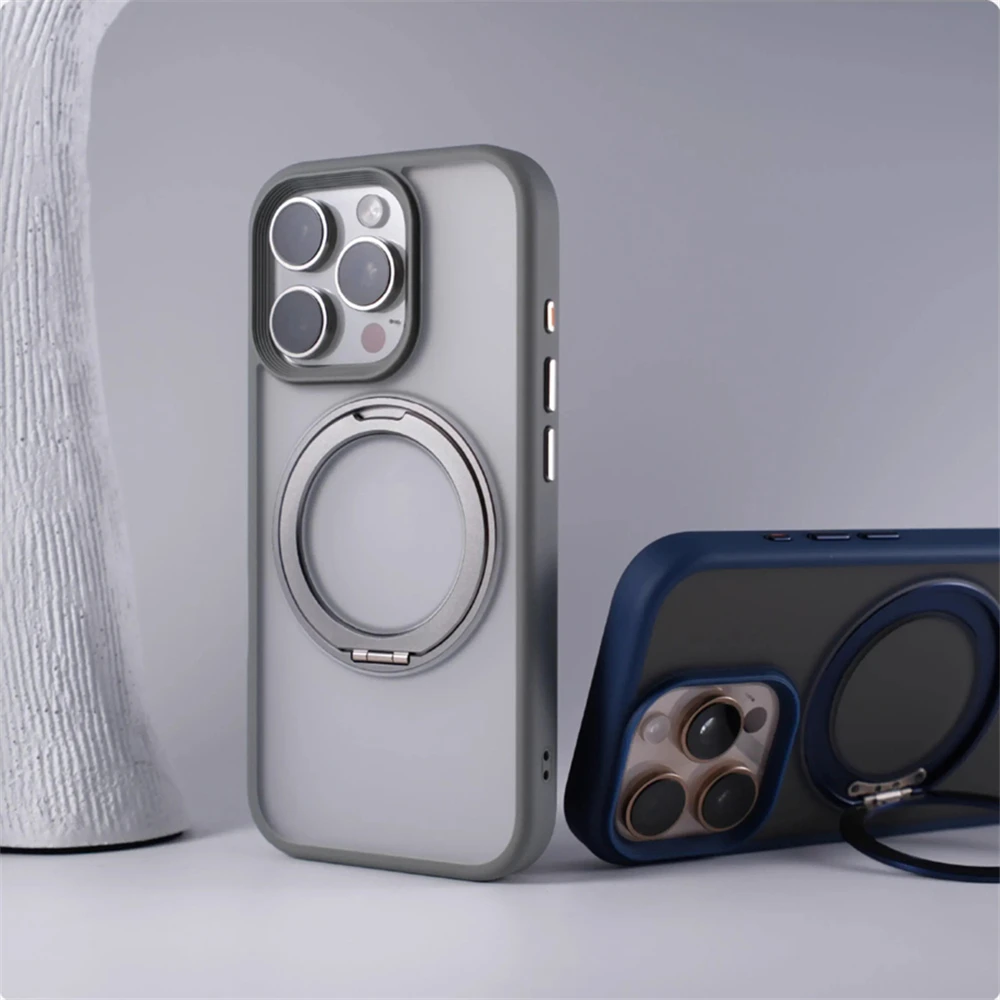 360 °   Obrotowy metalowy uchwyt pierścieniowy Magnetyczne etui zderzakowe do iPhone'a 16 Pro Max 15 14 13 Do bezprzewodowego ładowania Magsafe Wstrząsoodporna osłona — zdjęcie produktu 2