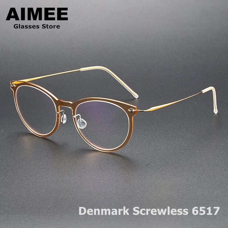 

Denmark Brand Screwless Titanium Cat Eye Glasses Frame Men Prescription Eyeglasses Women Optical Blue Light Read Spectacles 6517