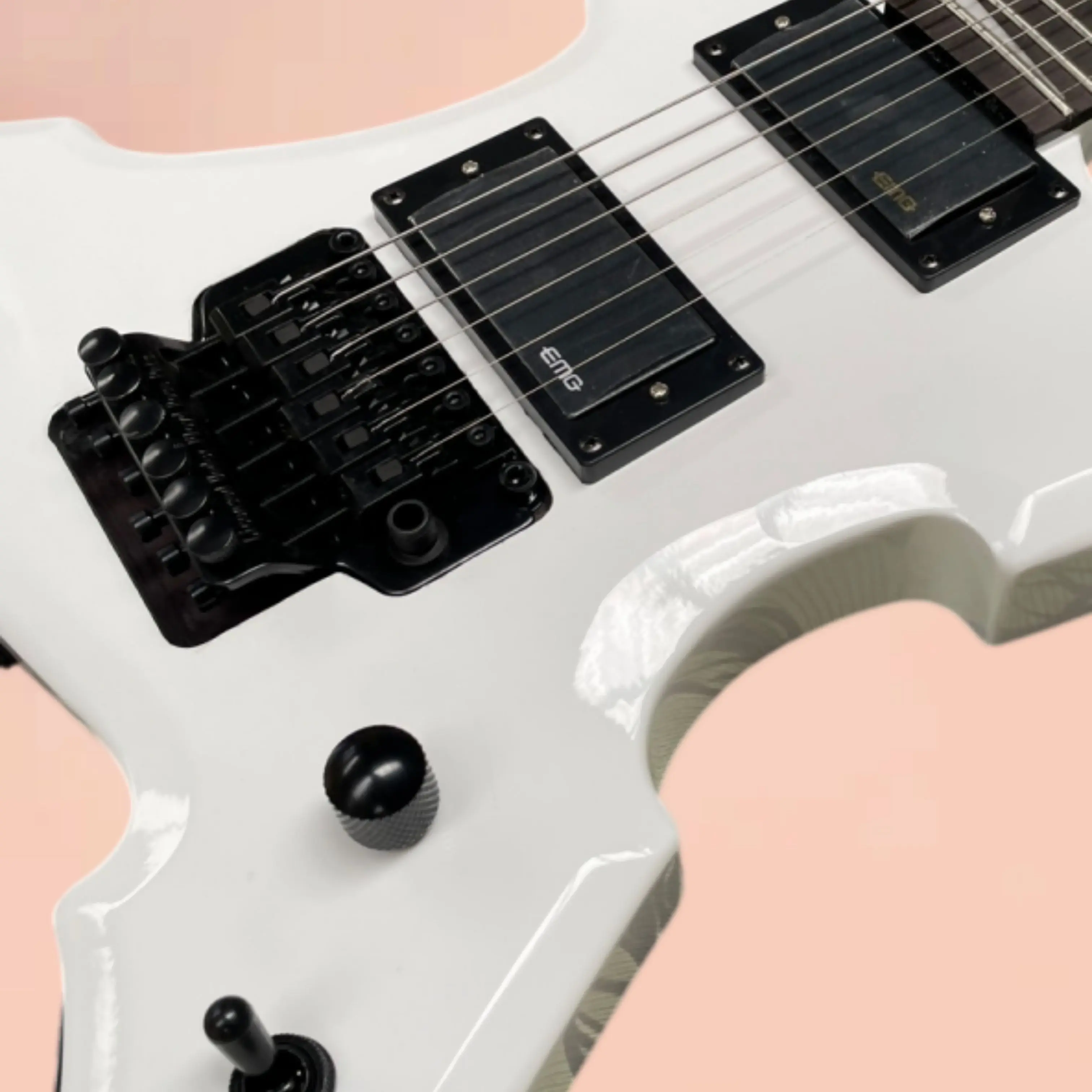 High Gloss White Angular Electric Guitar, Triangular Inlays Guitars, for Rock Performance, Collection & Musical Aspiration Guitarra