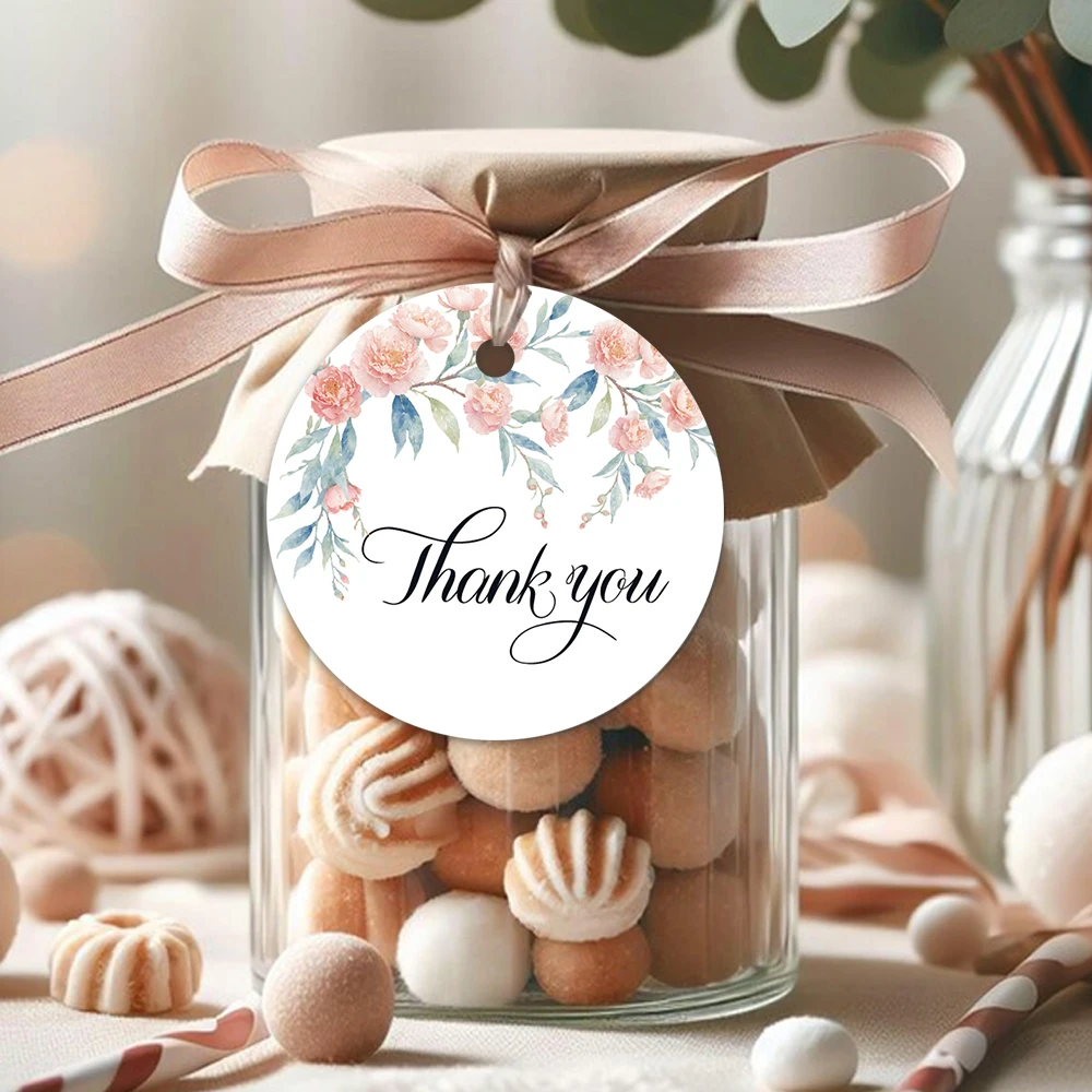 

40 шт. круглых этикеток, подарочные бирки с цветочным узором, подарки на День учителя, к школе, на Рождество, для открыток своими руками, украшения для вечеринок