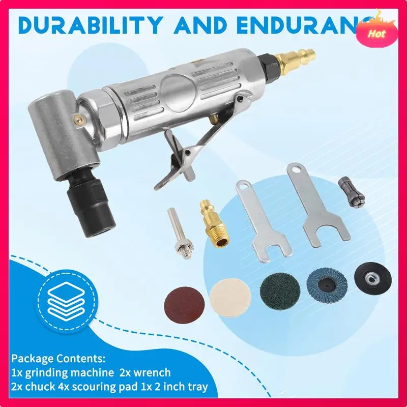 

1/4 Inch Air Angle Die Grinder 90 Degree Pneumatic Grinding Machine Cut Off Polisher Mill Engraving Tools Set With Spanner Wrenc