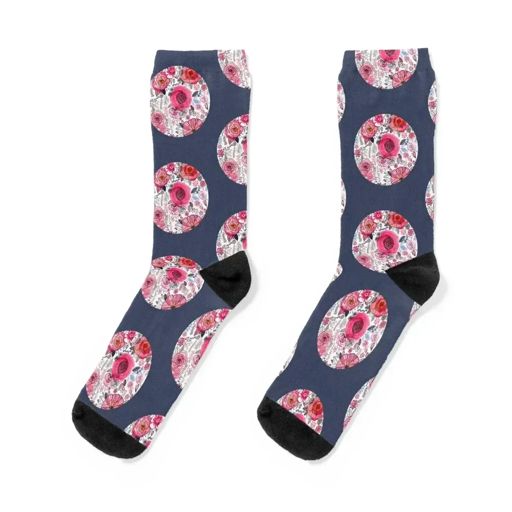 Red Floral Mix Socks loose Novelties Male Socks Women's