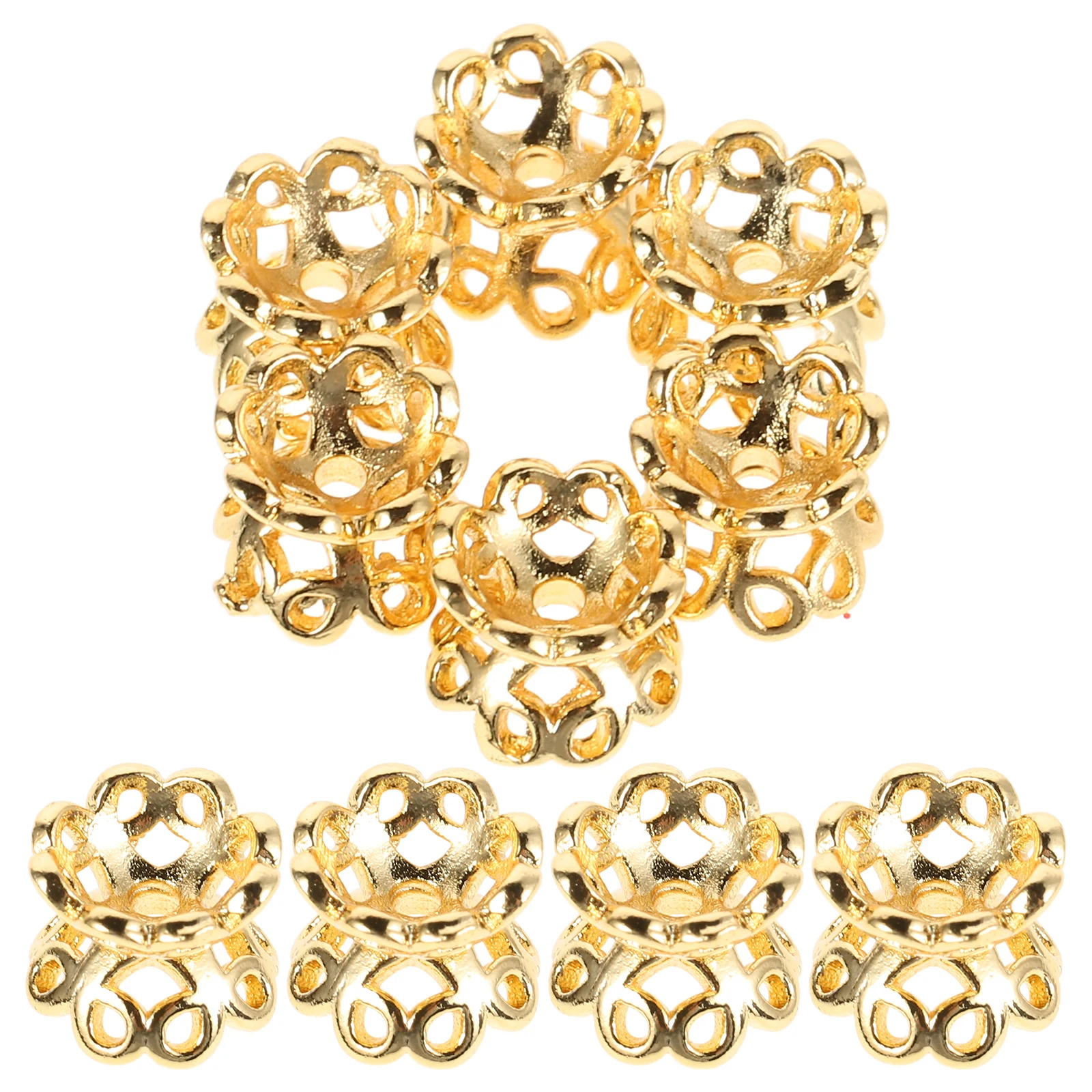 

10PCS Double Side Hollow Flower Bead Caps for Bracelet Making Copper DIY Jewelry Accessories Sturdy Beads End Caps