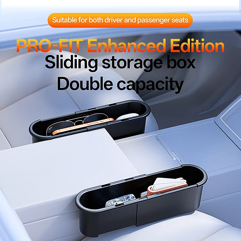 Organisateur de siège de voiture coulissant réglable Pro-Fit, capacité extensible 2X, boîte de rangement encastrée pour conducteur et passager