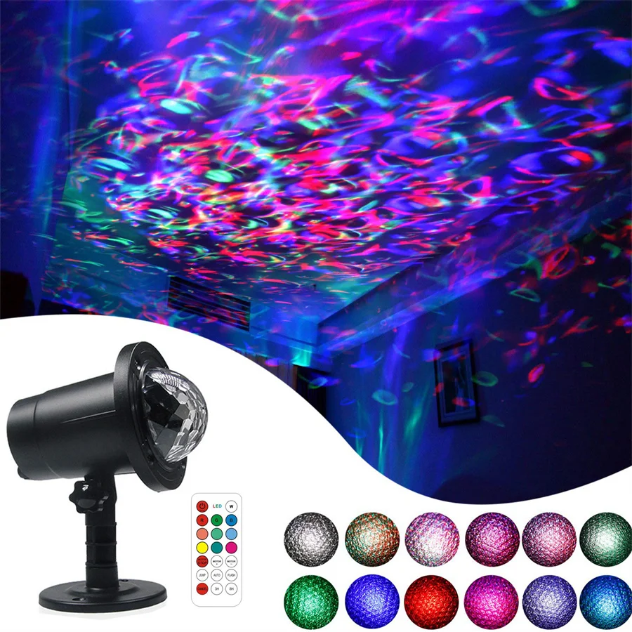 

Outdoor Water Wave Effect Night Lights Projector Waterproof Ocean Show Ripple Projection with Remote for Christmas Wedding Decor