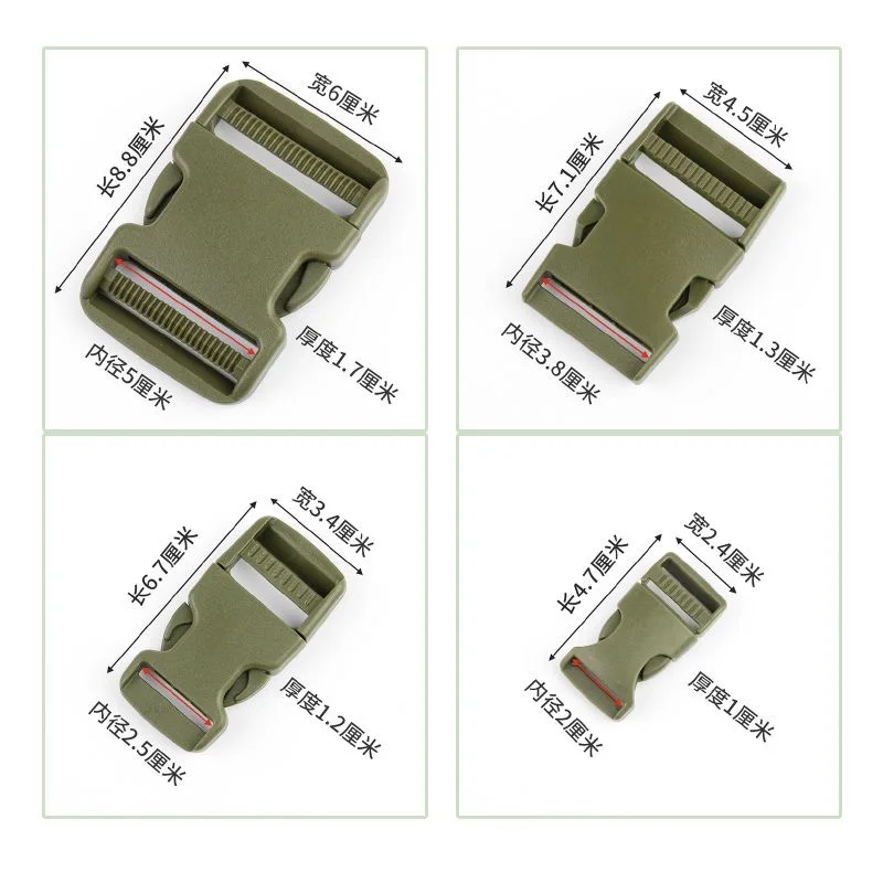 Plastic Buckle clip Double Dark Green Color Adjustable Side Release Buckles 2cm/2.5cm/3.8cm/5cm Quick Release Buckles 2pcs/bag