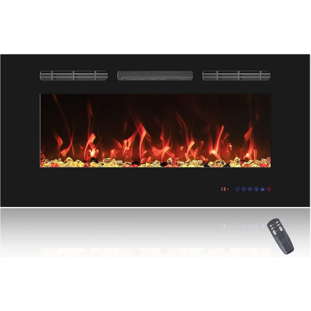 30 Inch Wall-Mounted Electric Fireplace with Timer and Adjustable Flames