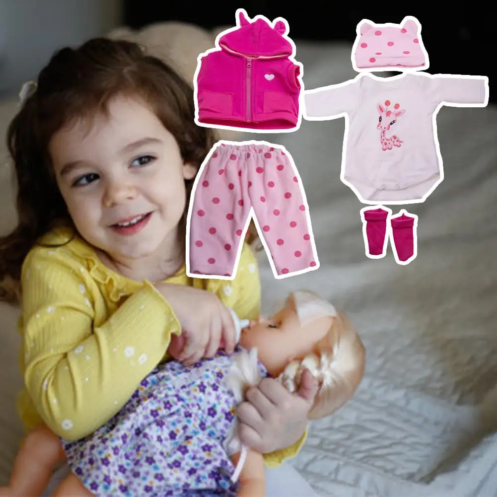

5PCS Cute Clothing Set Newborn Baby Girl Deer Print Short Sleeves Bodysuit+Pink Pants+Hat Summer Casual Oufits for 0-18 Months