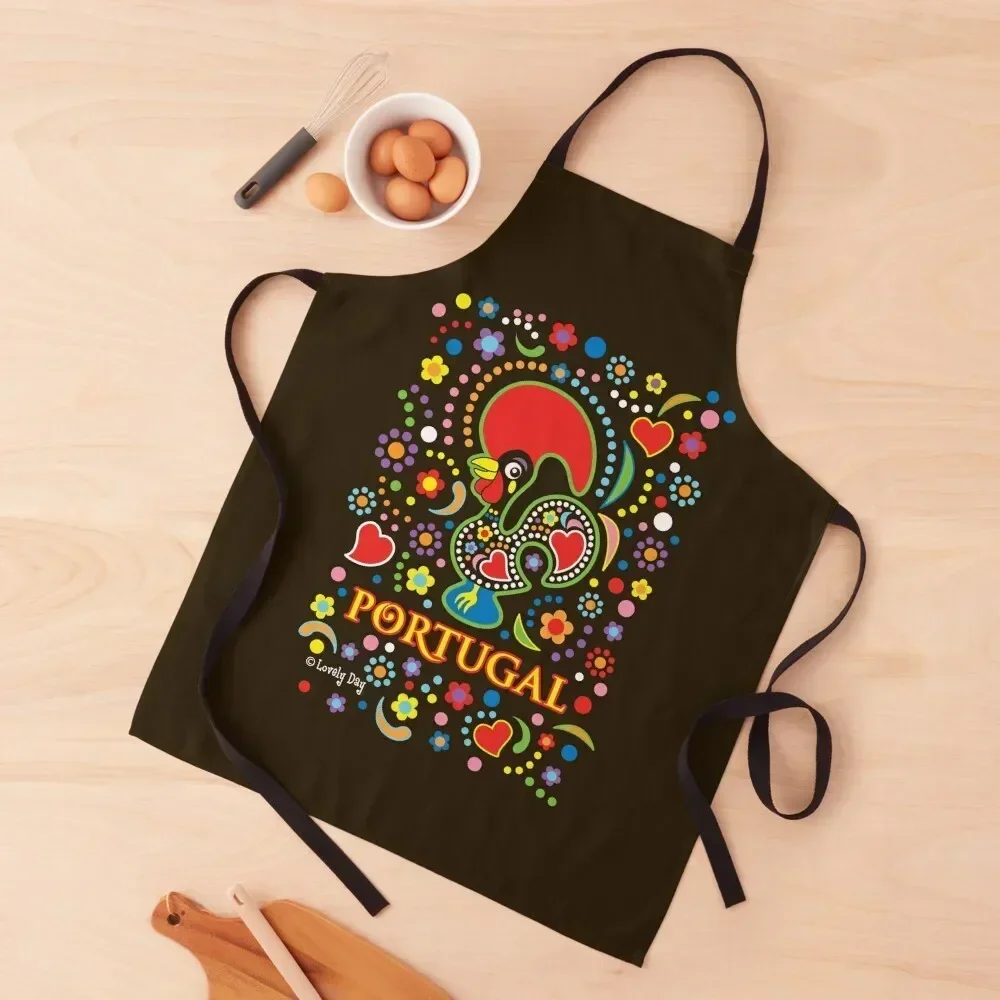 

Portugal Rooster Galo de Barcelos Famous Lovely Day Design Apron Smock for hairdressing Ladies Kitchen For Man Apron