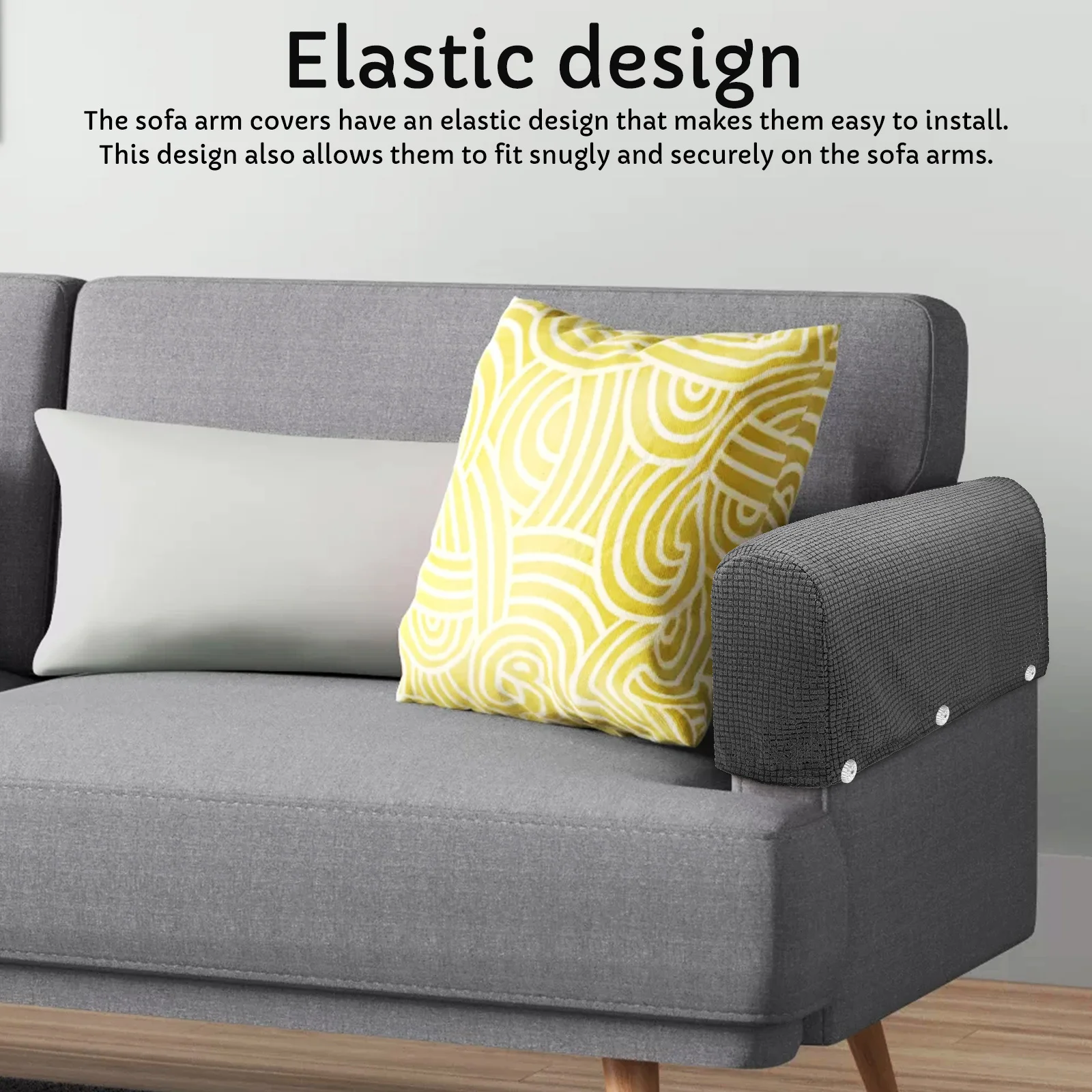 

4Pcs Stretch Couch Arm Covers Soft Elastic Armrest Protectors for Sofas Recliners Anti-Slip Stain Resistant Washable Furniture