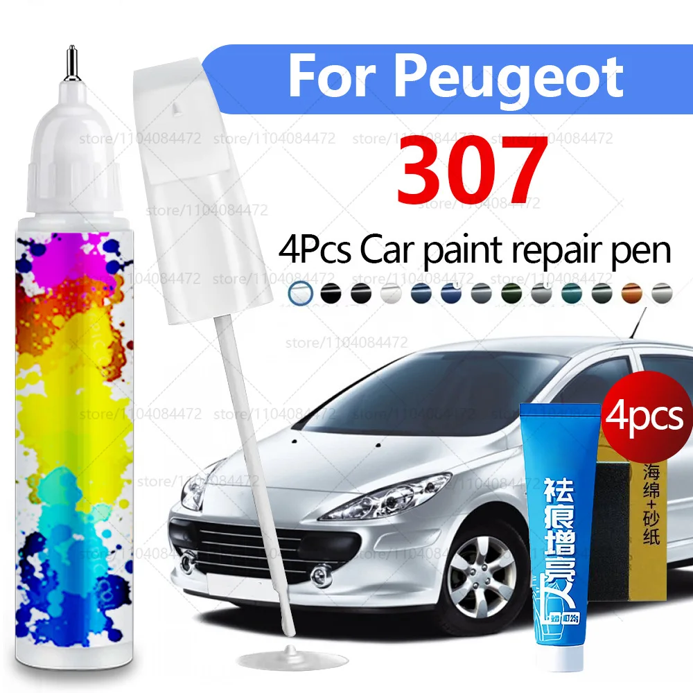 Stylo de réparation de peinture automobile pour Peugeot 307 2001 – 2008, accessoires de réparation des rayures, 4 pièces, noir blanc bleu argent gris 1776 rouge 1406