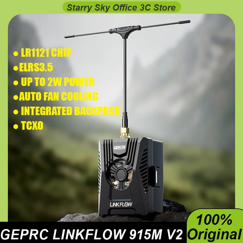 GEPRC LINKFLOW 915M V2 TX Module 2W High Power Transmitter Versatile Connectivity LR1121 Chip Auto Fan Cooling TCXO Oscillator