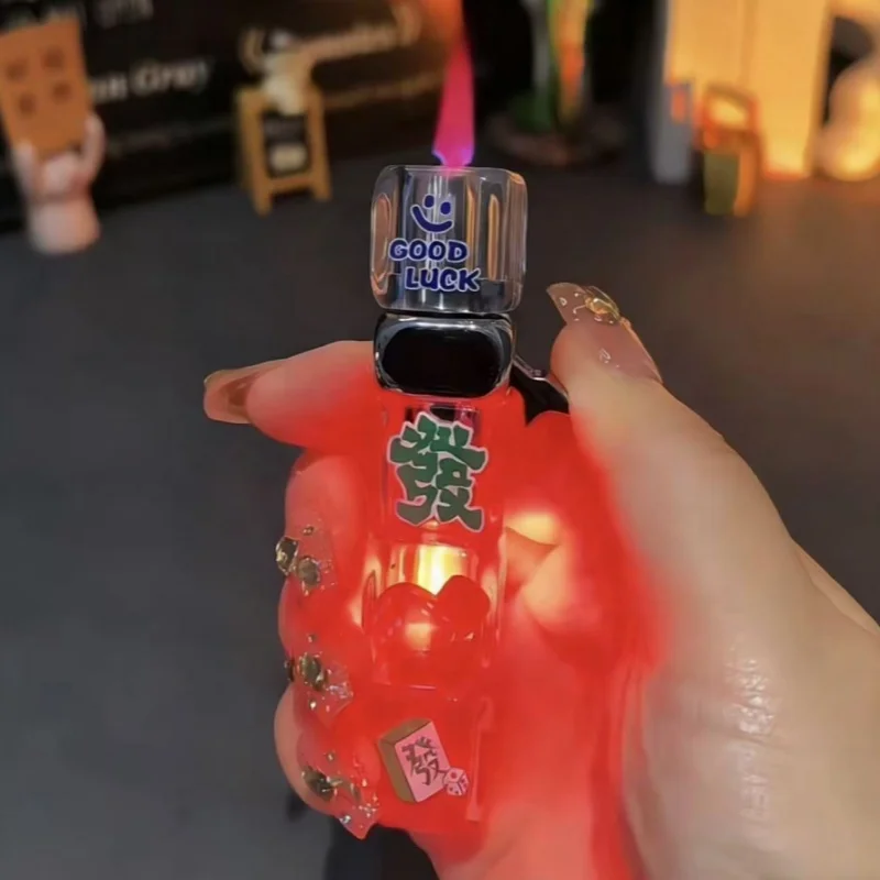 Personalized stylish and cool lighter with light-emitting feature cigarette lighter in dice shape windproof lighter as a gift