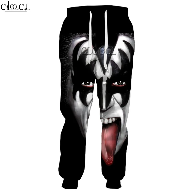 Hx moda mais novo mais novo rock singer kiss band impressão 3d das mulheres dos homens calças casuais unisex outono sweatpants transporte da gota