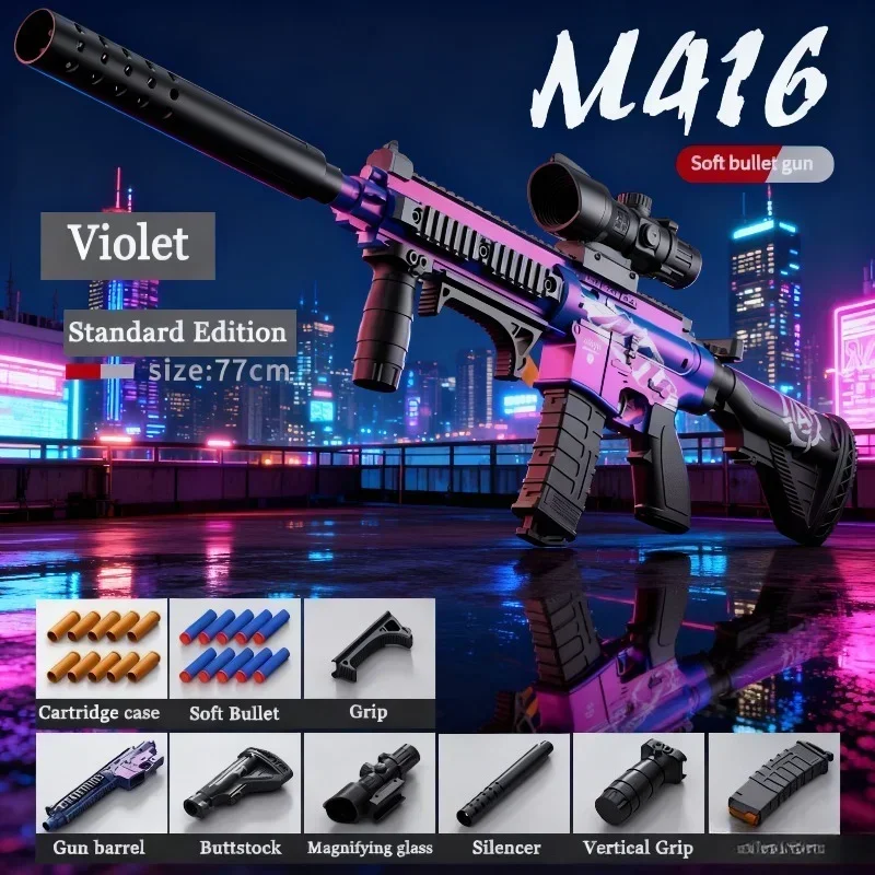 

M416 Manual Bolt Soft Bullet Guns Toys Rifle Sniper Air Gun Weapon Foam Dart Blaster for Boys Birthday Gifts Kids Shooting Games