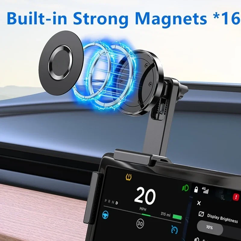 Magnetic Phone Holder for Tesla Model 3 and Y, Adjustable Car Screen Mount with Strong Built-in Magnets, Durable PC Material