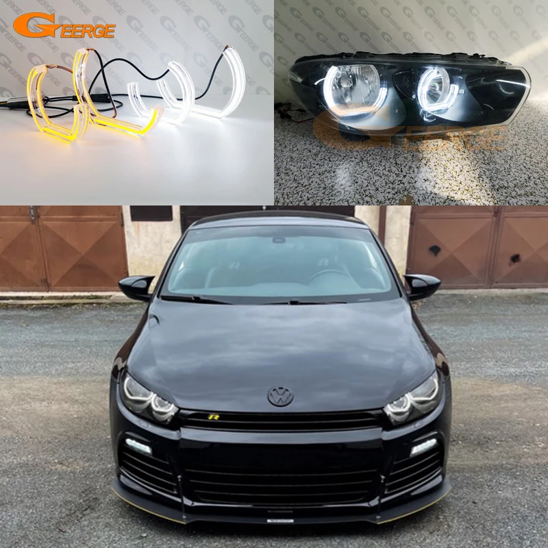 For Volkswagen VW Scirocco III 2008-2013 Ultra Bright Day Light Turn Signal Refit DTM M4 Style LED Angel Eyes Kit Halo Rings