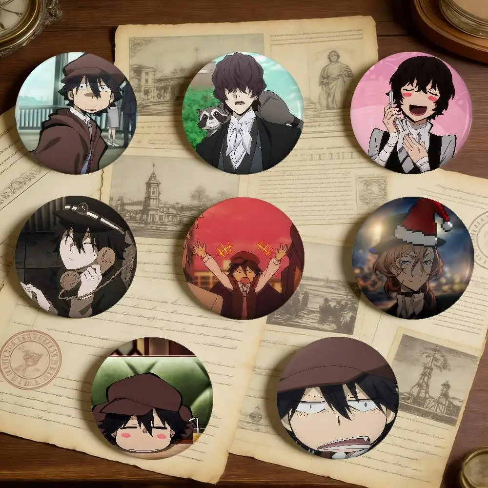 Bungo Stray Dogs Badges Peripheral Lapel Pins Tinplate Round Brooch For Shoulder Bag Accessories Souvenir Gifts
