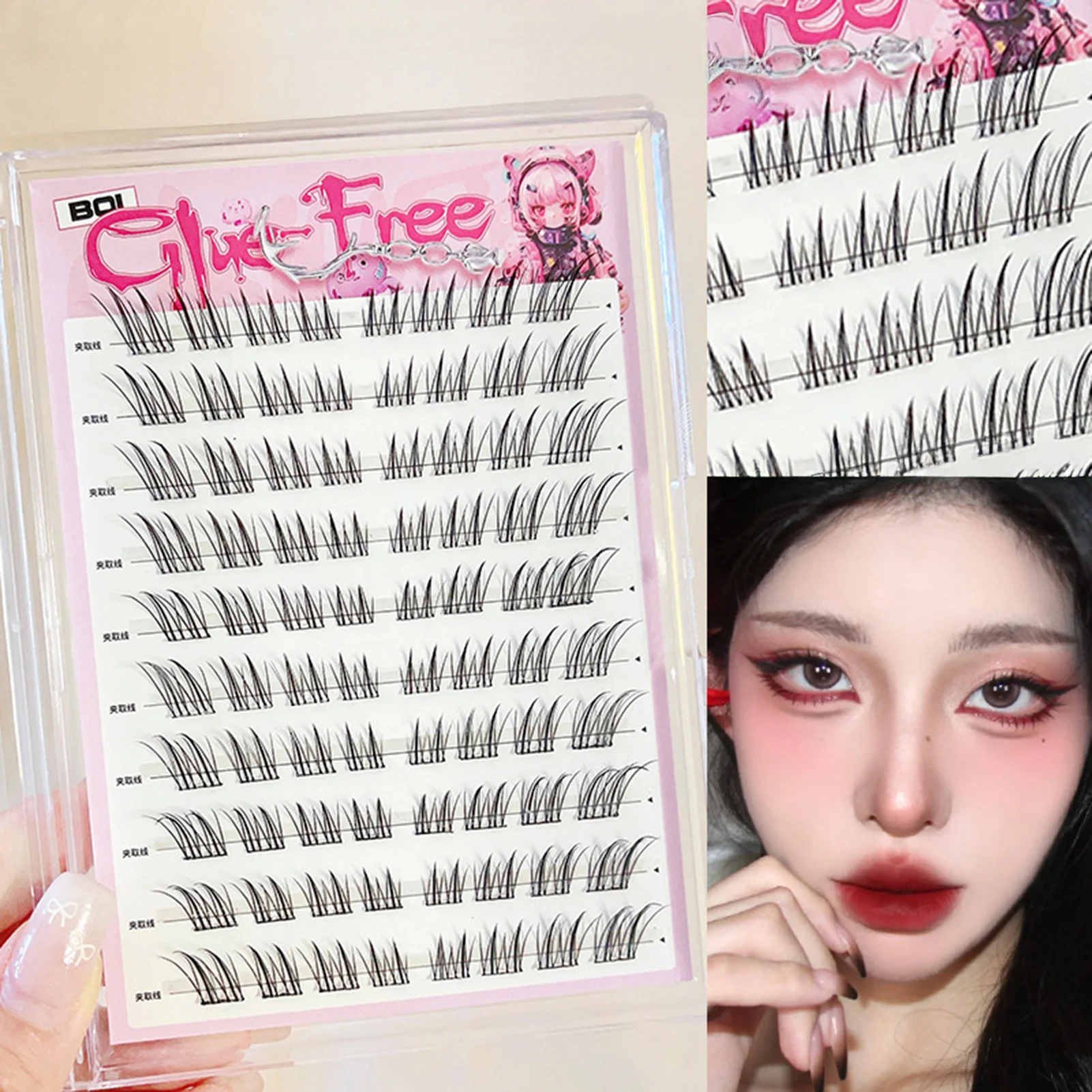 10 file Estensione ciglia naturali giornaliere Volume segmentato Ciglia Manga individuali Visone Ciglia finte Cluster Ciglia Strumento per il trucco