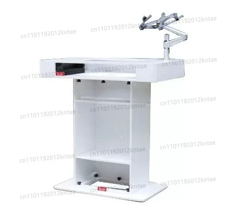 Easy-to-transport white dj lectern with two loading flight cases. storage and transport case, shipping crate with handles