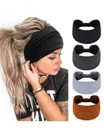 1pc Wide Elastic Headband, Solid Colors, Sports & Yoga Sweat-Absorbent Head Wrap Hair Sleep Cap Sleep Bonnet
