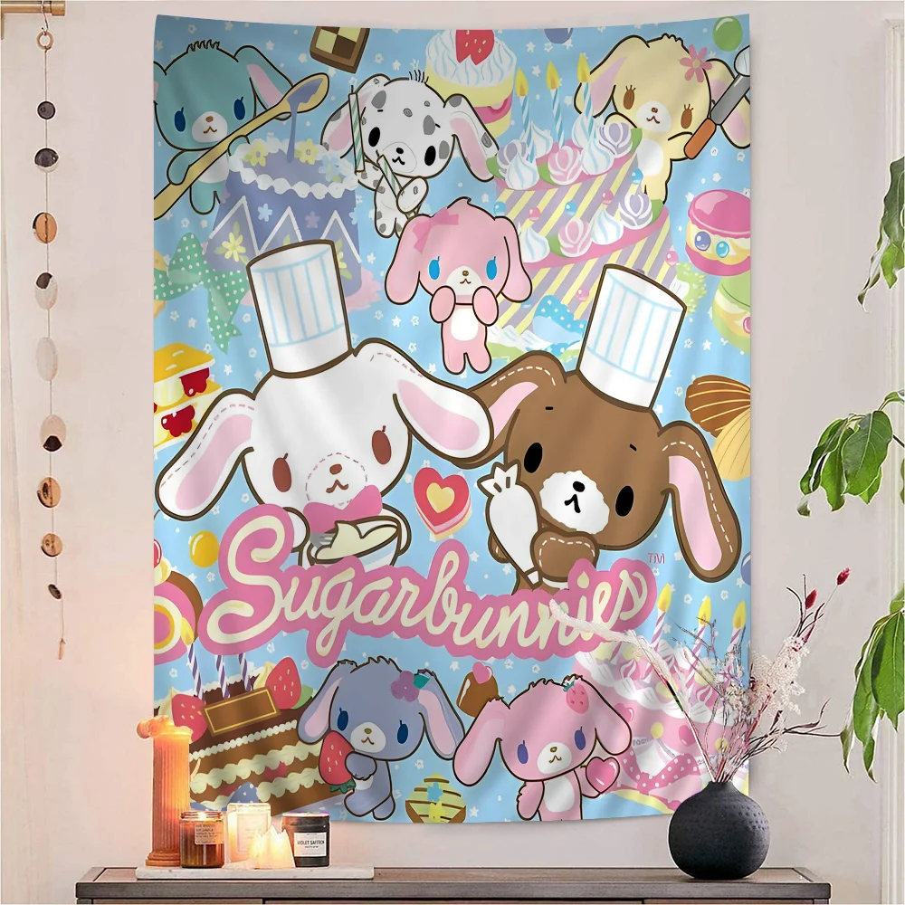 S_sugarbunnies Anime Kawaii Chart Tapestry Bohemian Wall Tapestries Mandala Wall Art Decor